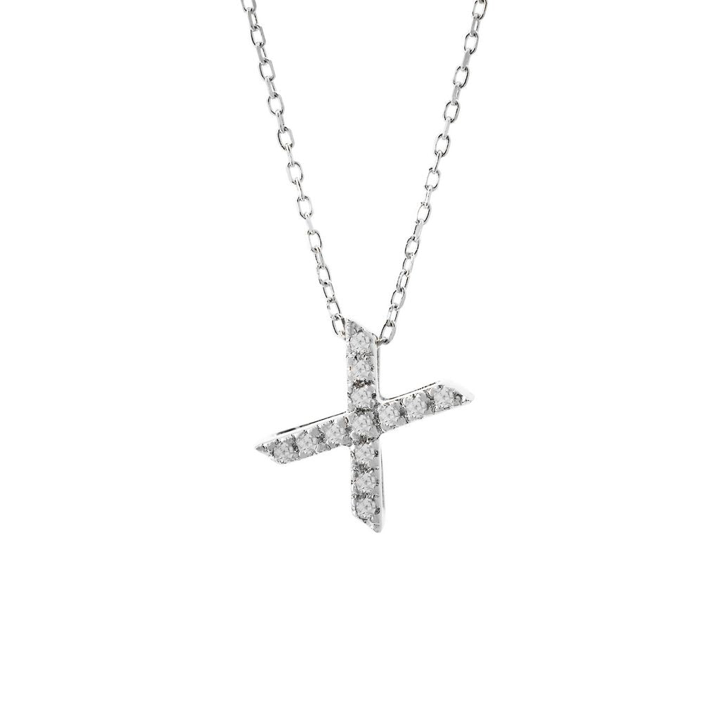 14K Gold Initial "X" Necklace With Diamonds Birmingham Jewelry Necklace Birmingham Jewelry