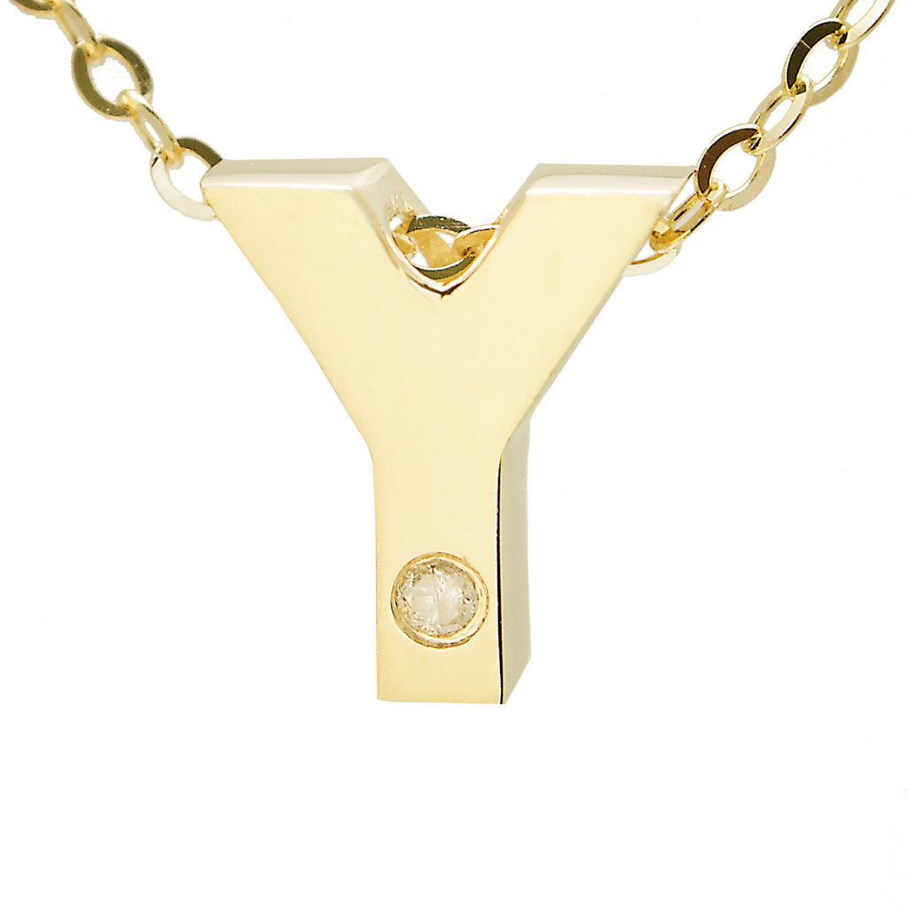 14K Gold Initial "Y" Necklace (Diamond) Birmingham Jewelry Necklace Birmingham Jewelry