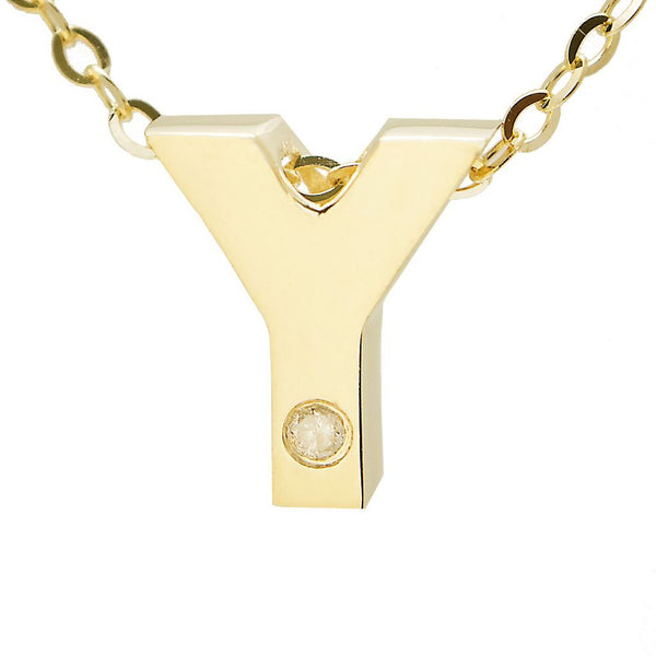14K Gold Initial "Y" Necklace (Diamond) Birmingham Jewelry Necklace Birmingham Jewelry 