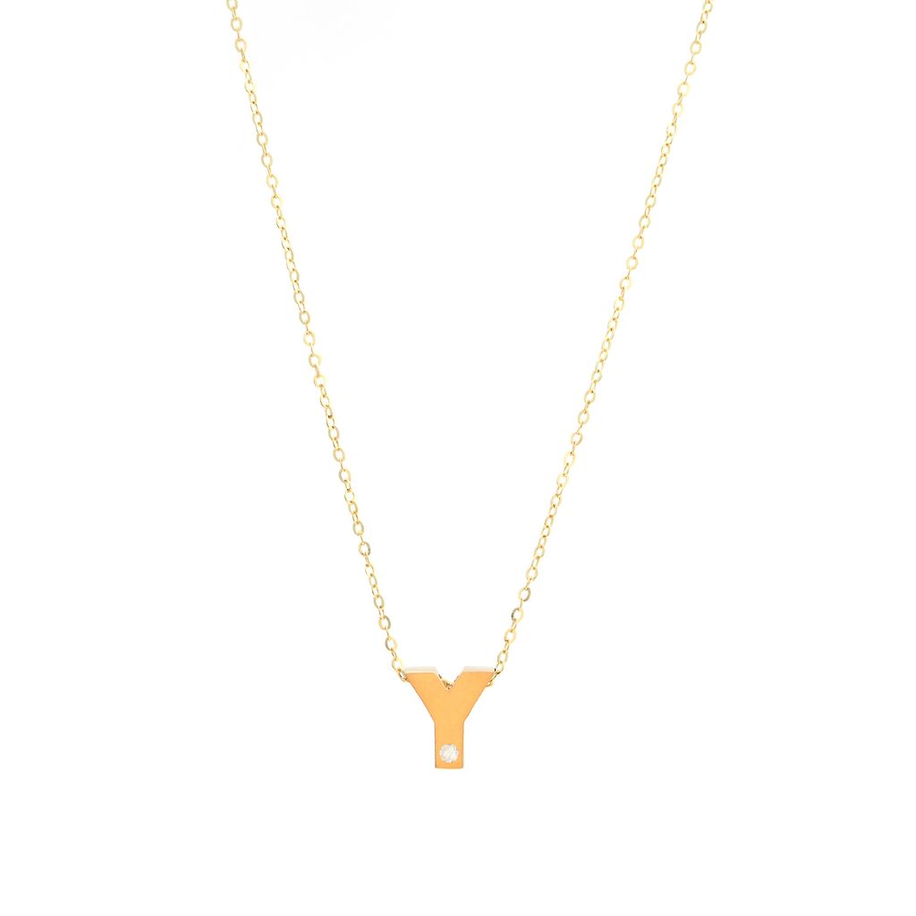 14K Gold Initial "Y" Necklace (Diamond) Birmingham Jewelry Necklace Birmingham Jewelry