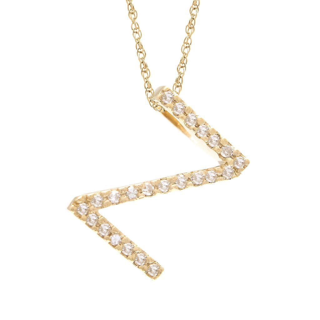 14K Gold Initial "Z" Necklace With Diamonds (Big) Birmingham Jewelry Necklace Birmingham Jewelry