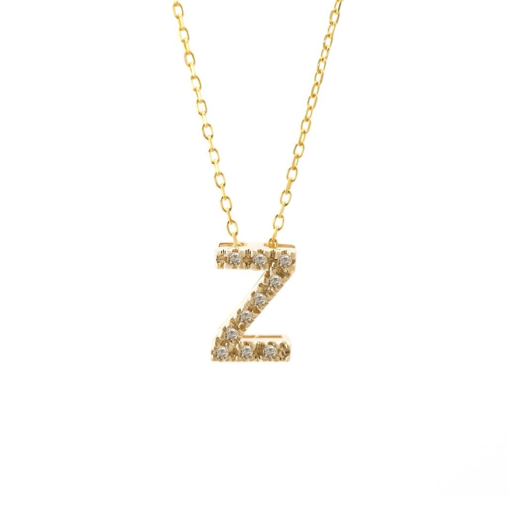 14K Gold Initial "Z" Necklace With Diamonds Birmingham Jewelry Necklace Birmingham Jewelry
