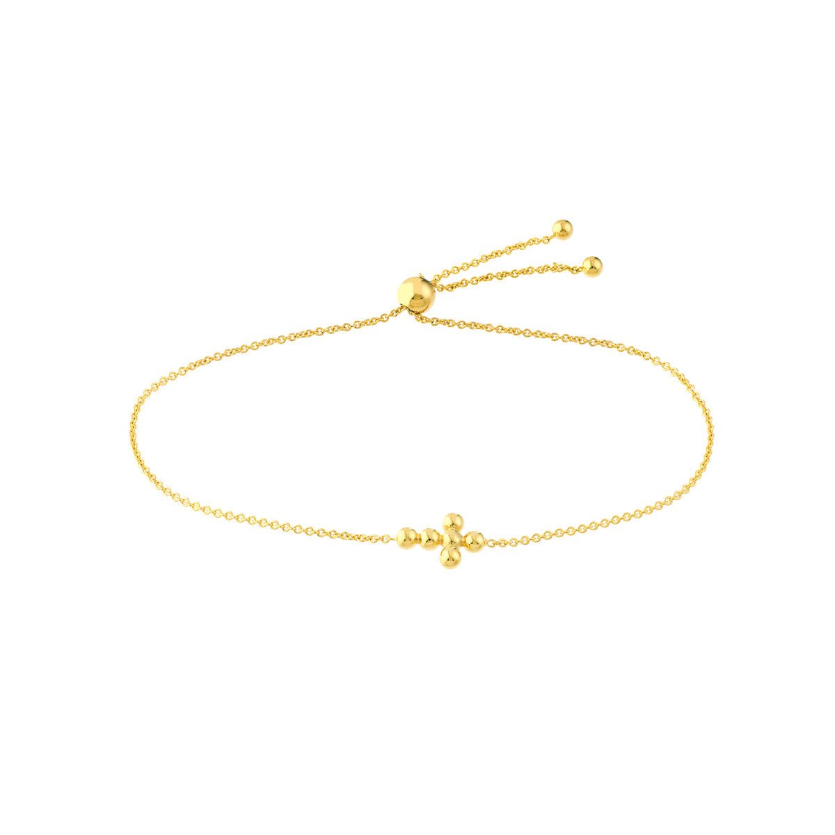 14K Gold Mini Beaded Cross Bolo Bracelet Birmingham Jewelry Bracelet Birmingham Jewelry