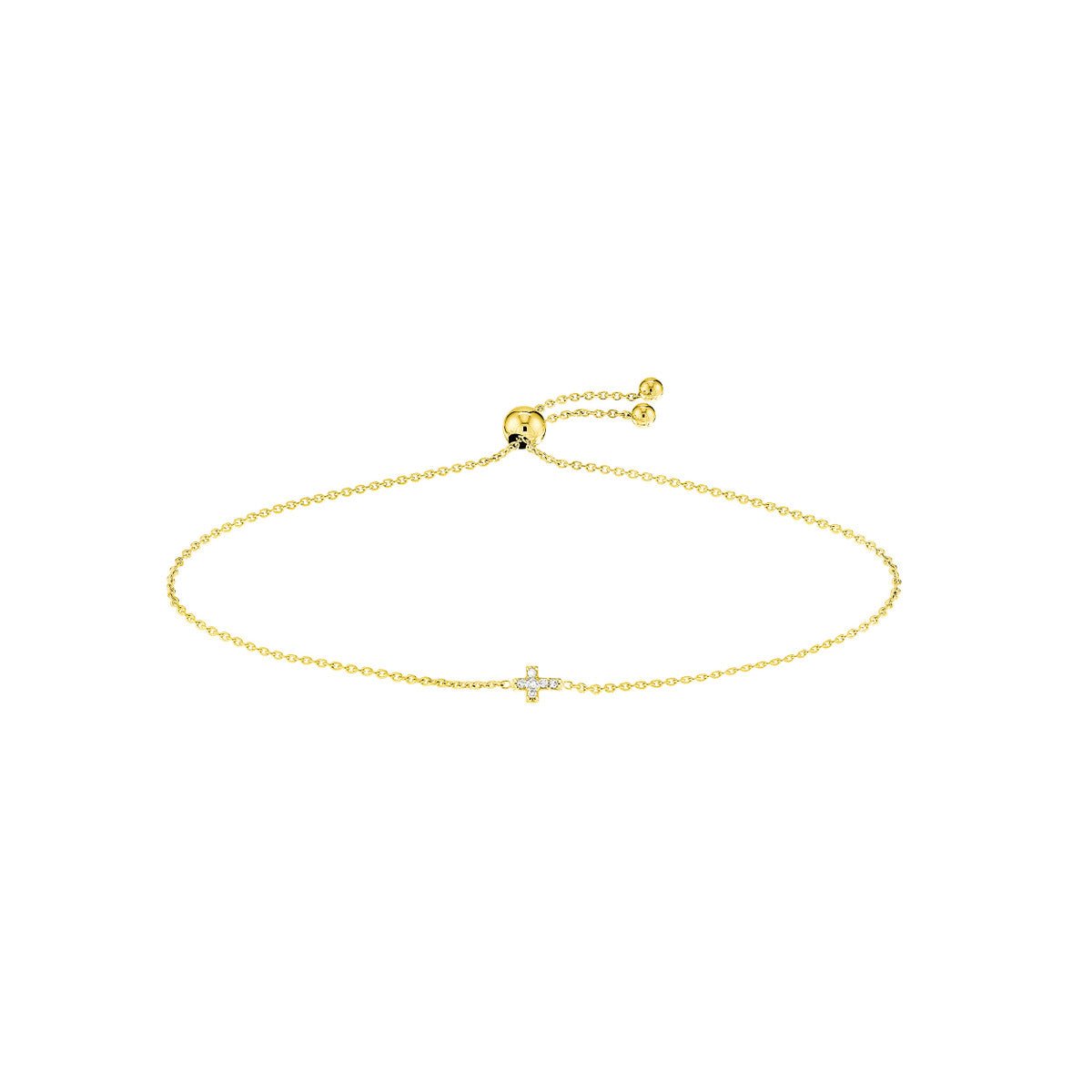 Birmingham Jewelry - 14K Gold Mini Diamond Cross Bolo Bracelet - Birmingham Jewelry