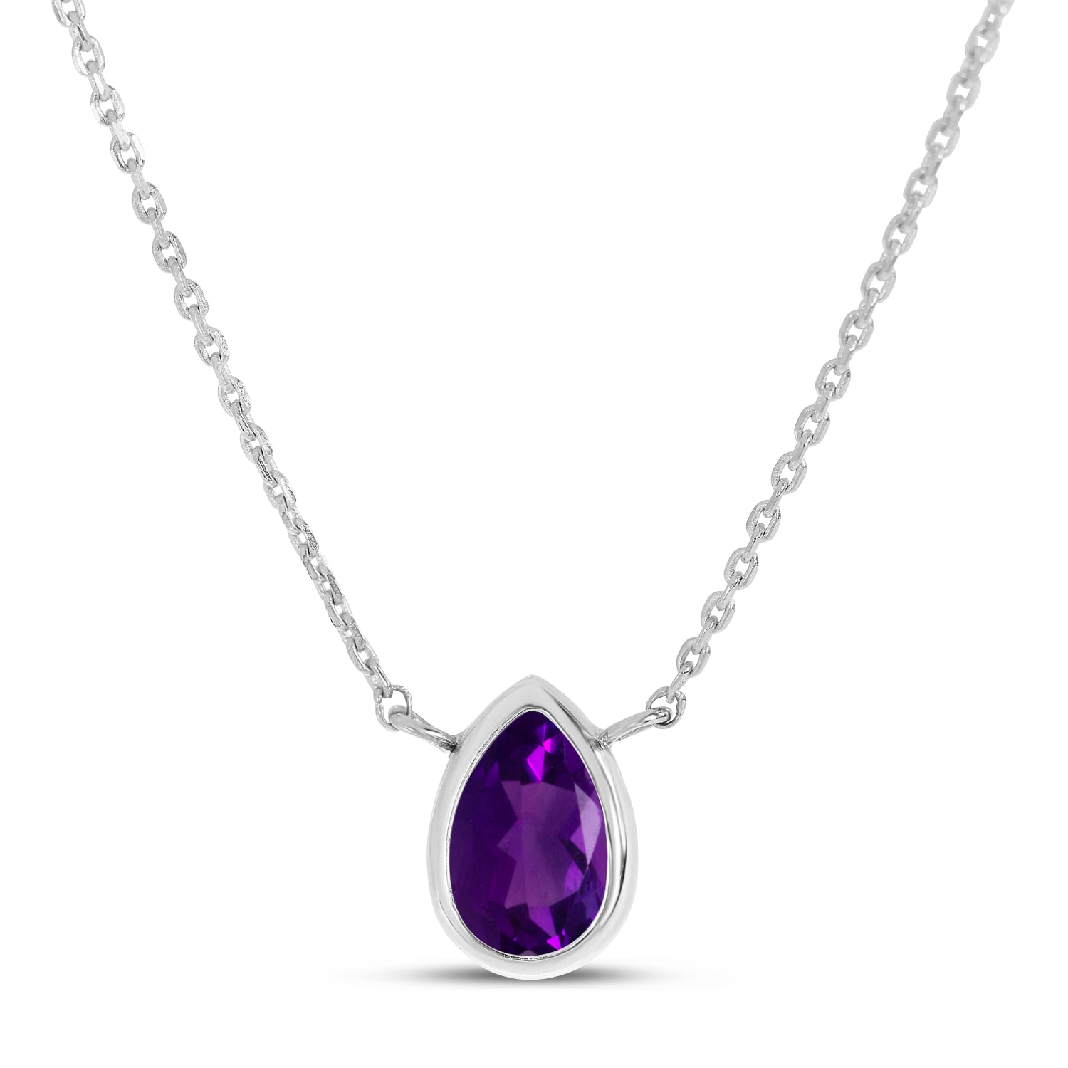 14K Gold Pear Amethyst Birthstone Necklace Birmingham Jewelry Necklace Birmingham Jewelry