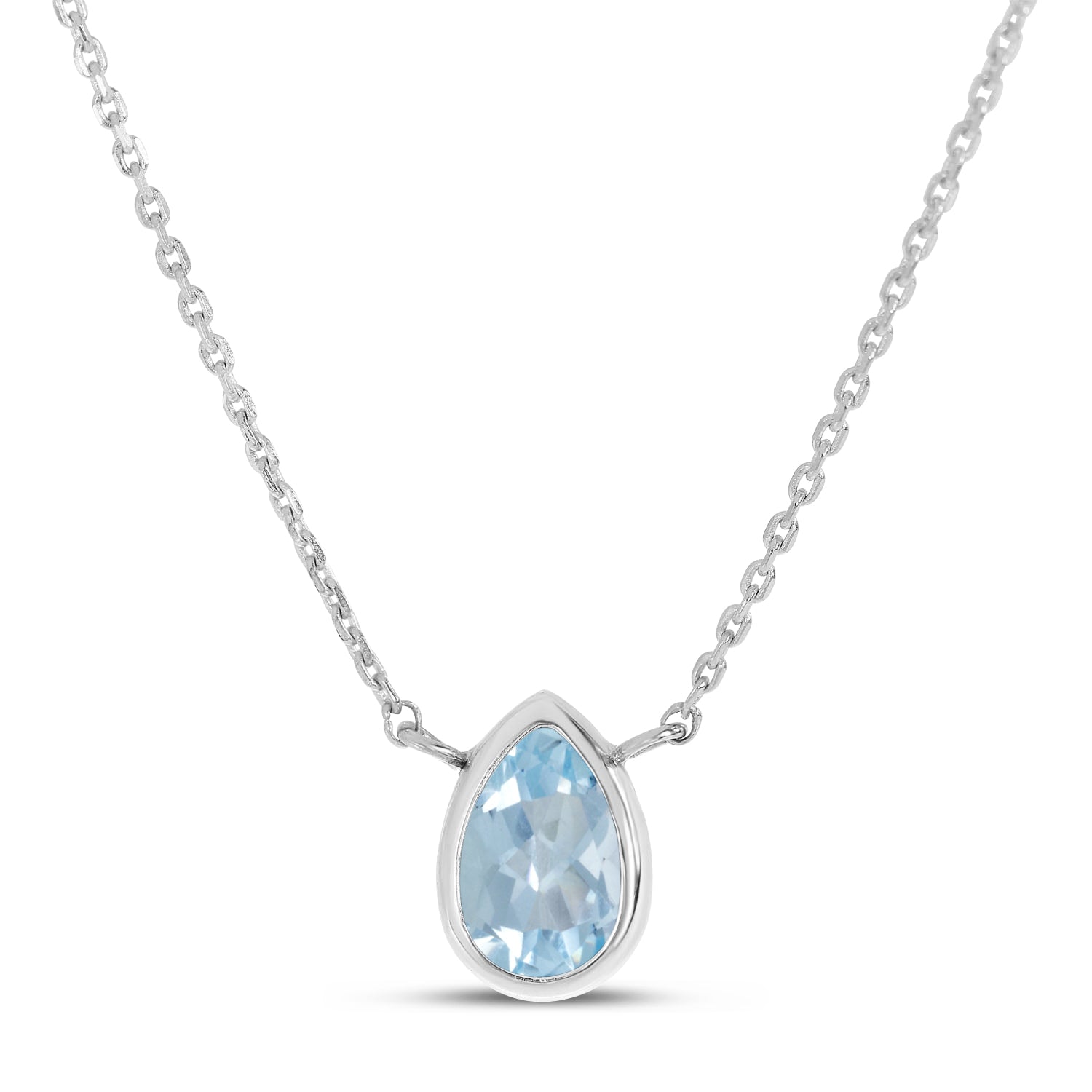 14K Gold Pear Aquamarine Birthstone Necklace Birmingham Jewelry Necklace Birmingham Jewelry