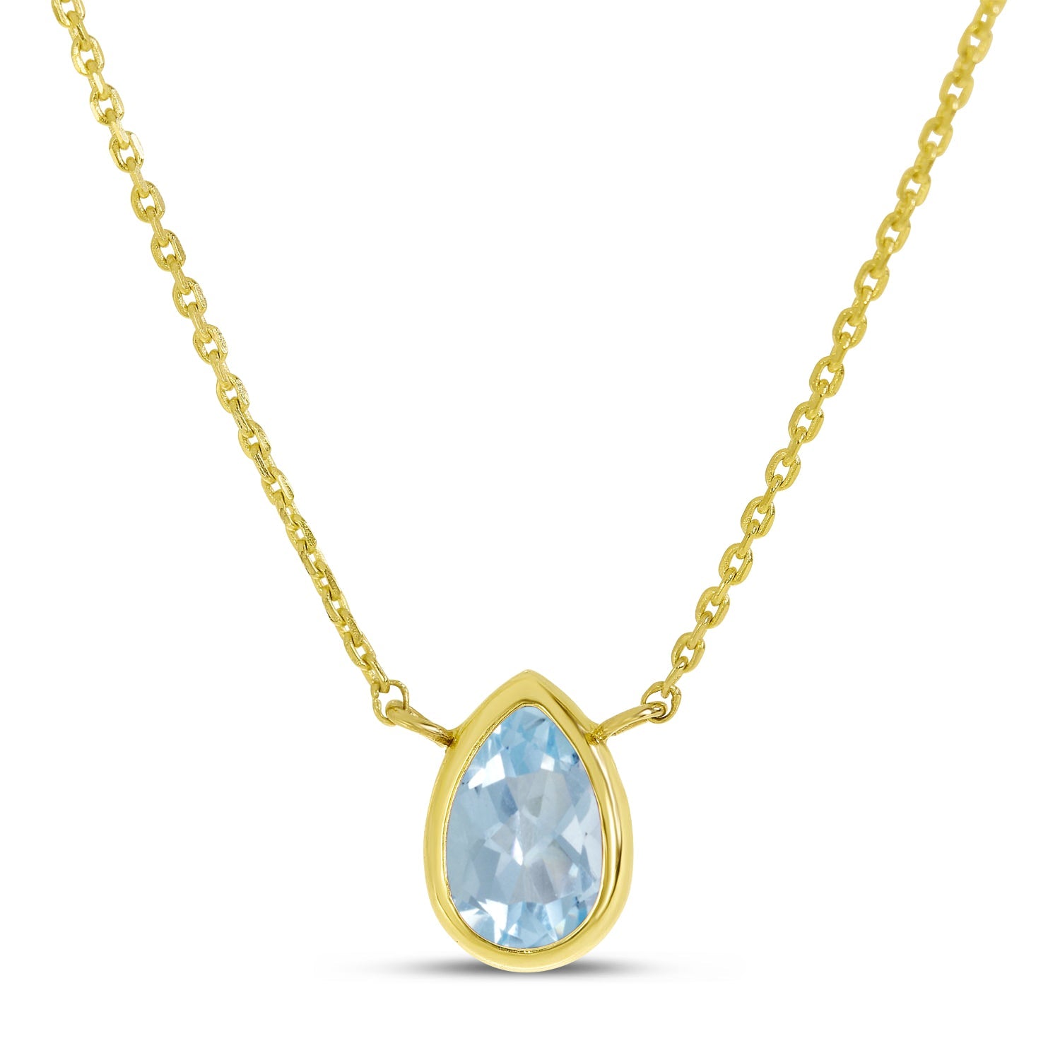 14K Gold Pear Aquamarine Birthstone Necklace Birmingham Jewelry Necklace Birmingham Jewelry