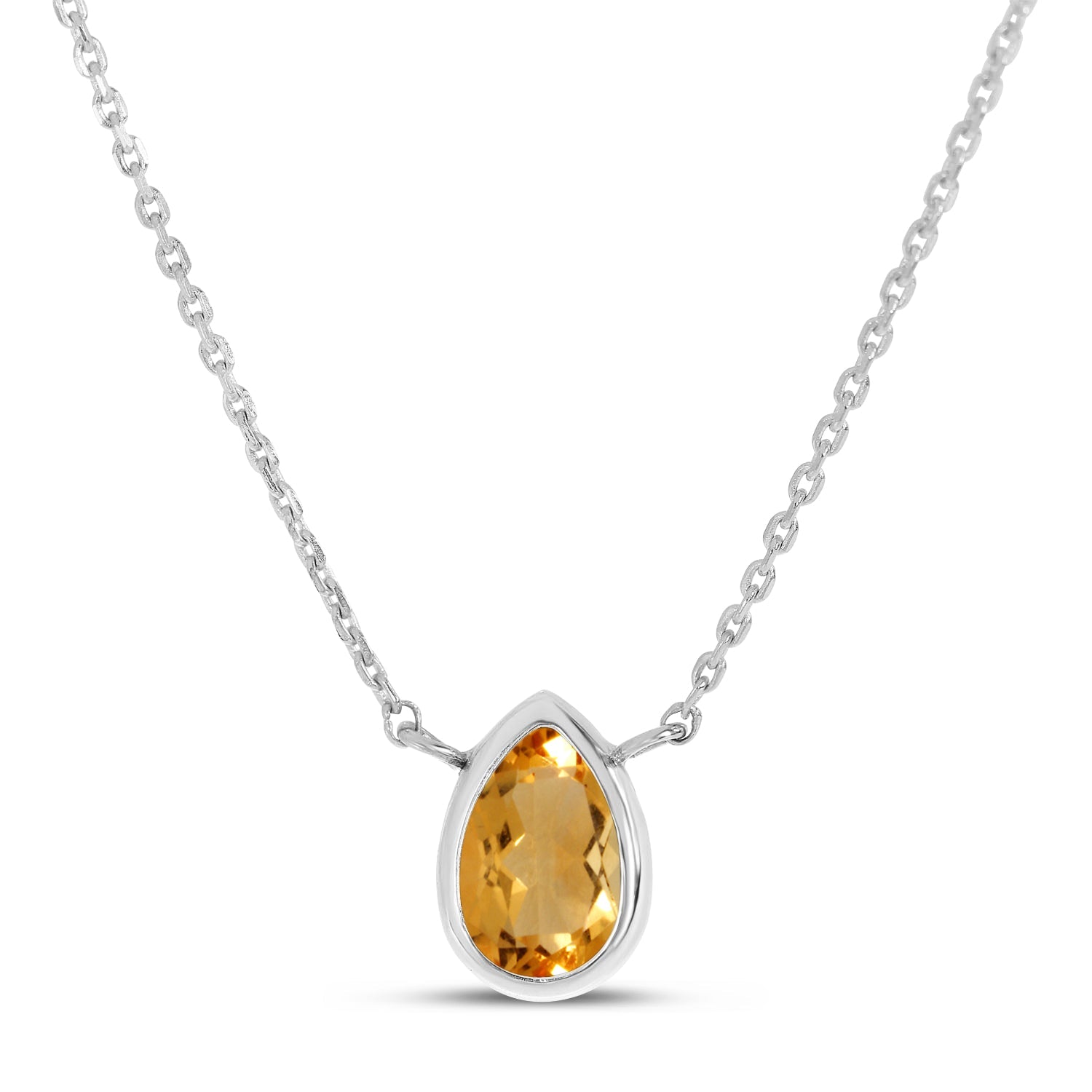 14K Gold Pear Citrine Birthstone Necklace Birmingham Jewelry Necklace Birmingham Jewelry