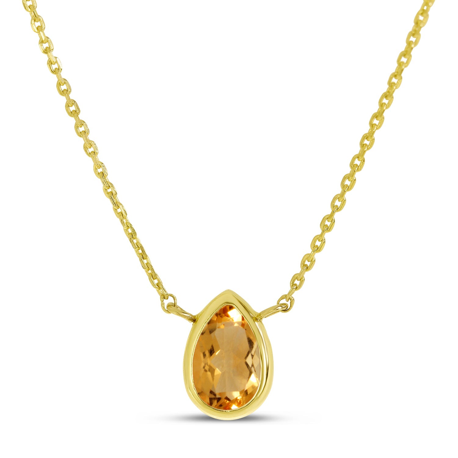 14K Gold Pear Citrine Birthstone Necklace Birmingham Jewelry Necklace Birmingham Jewelry