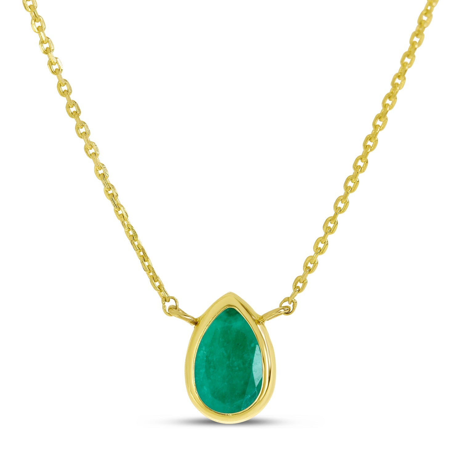 14K Gold Pear Emerald Birthstone Necklace Birmingham Jewelry Necklace Birmingham Jewelry