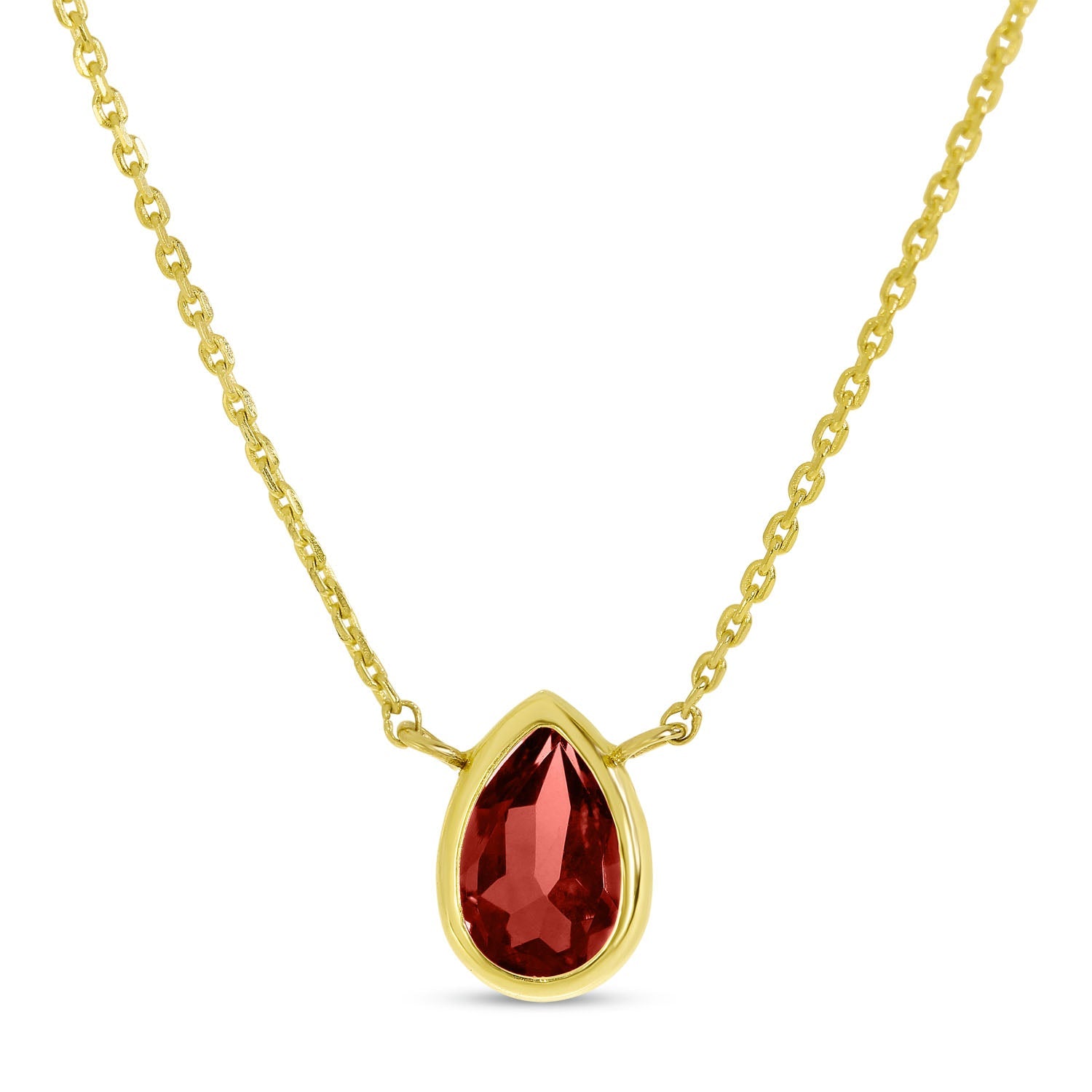 14K Gold Pear Garnet Birthstone Necklace Birmingham Jewelry Necklace Birmingham Jewelry