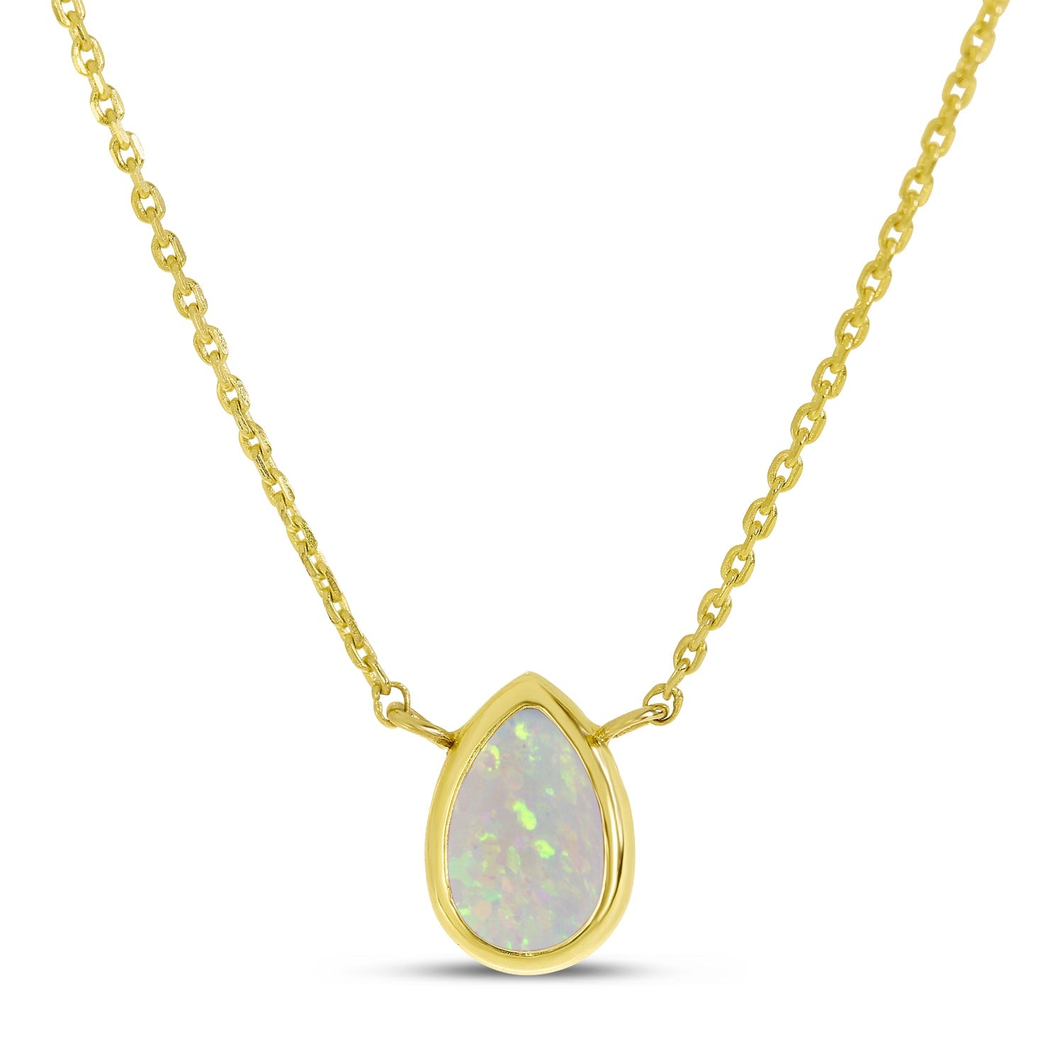 14K Gold Pear Opal Birthstone Necklace Birmingham Jewelry Necklace Birmingham Jewelry