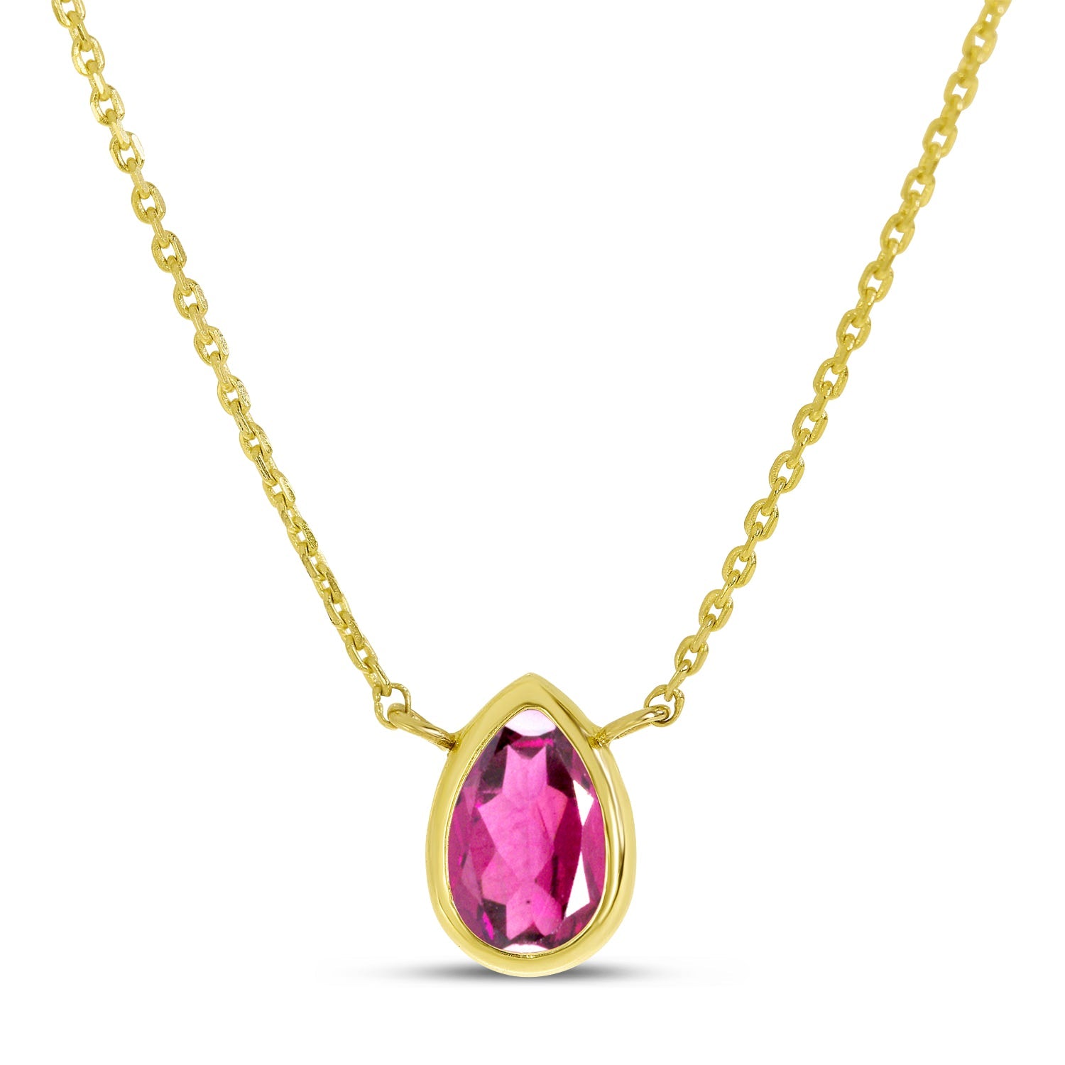 14K Gold Pear Pink Tourmaline Birthstone Necklace Birmingham Jewelry Necklace Birmingham Jewelry