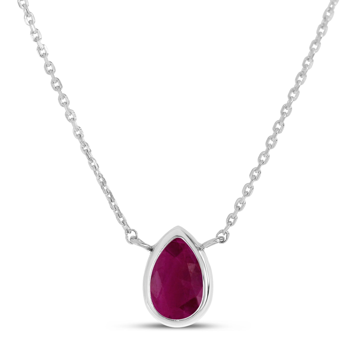 14K Gold Pear Ruby Birthstone Necklace Birmingham Jewelry Necklace Birmingham Jewelry