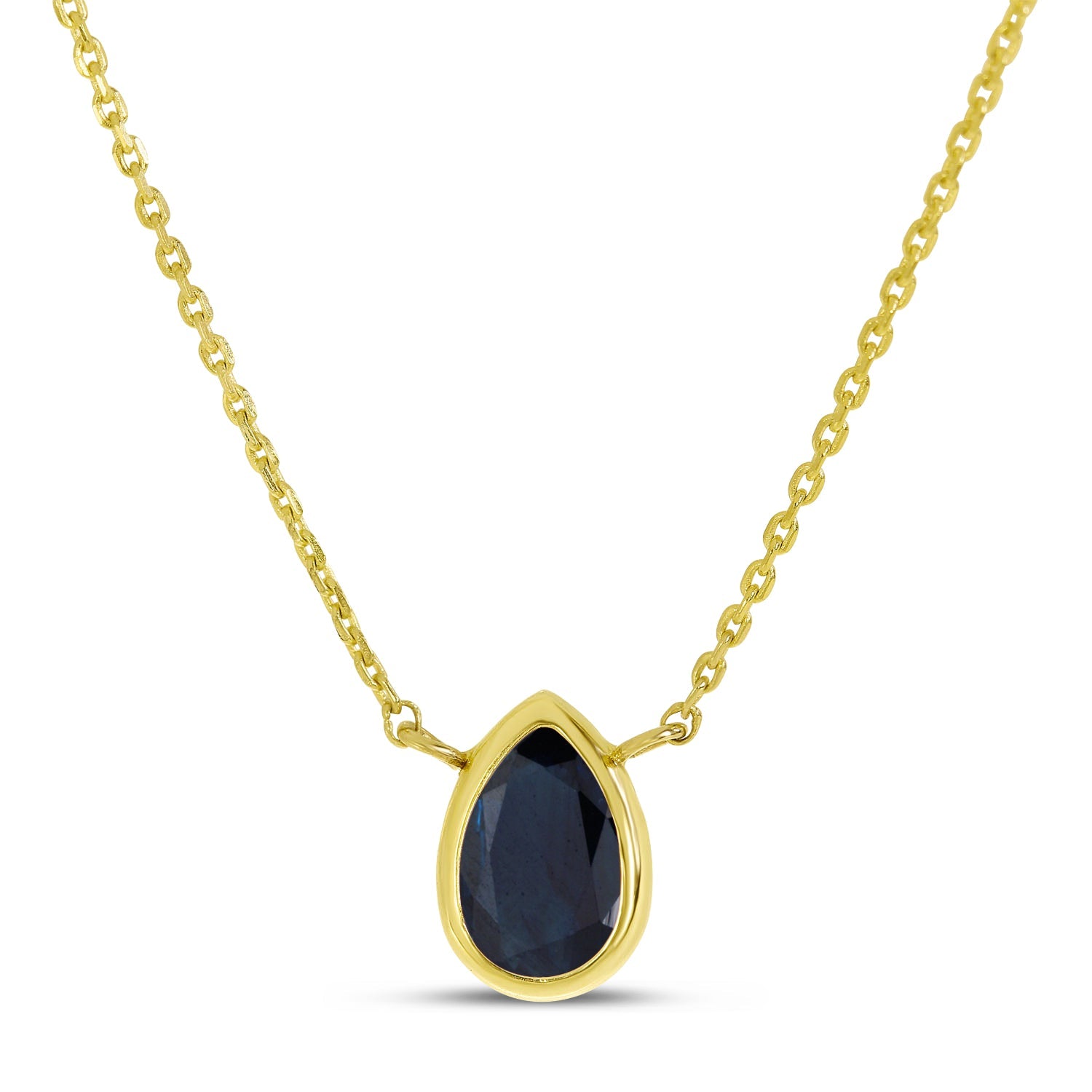 14K Gold Pear Sapphire Birthstone Necklace Birmingham Jewelry Necklace Birmingham Jewelry