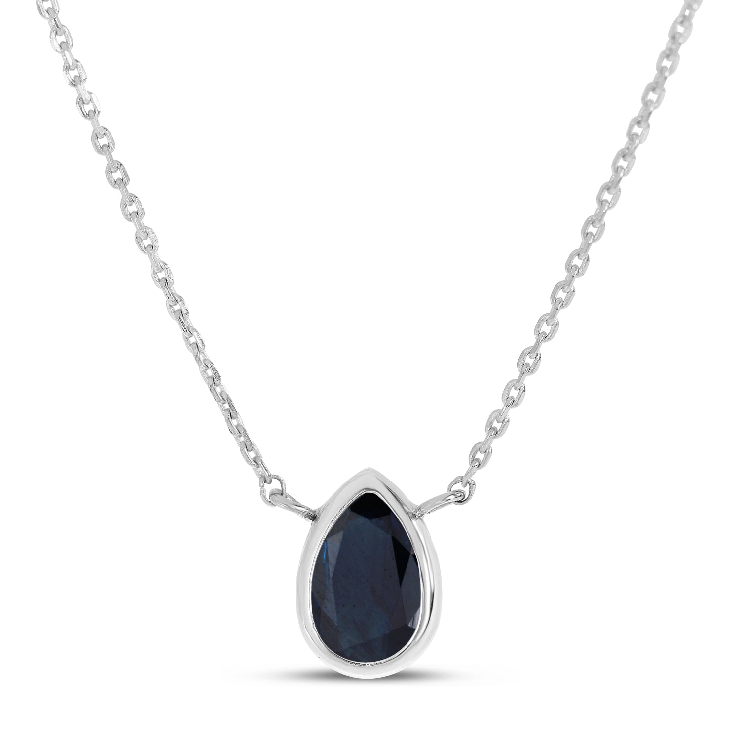 14K Gold Pear Sapphire Birthstone Necklace Birmingham Jewelry Necklace Birmingham Jewelry