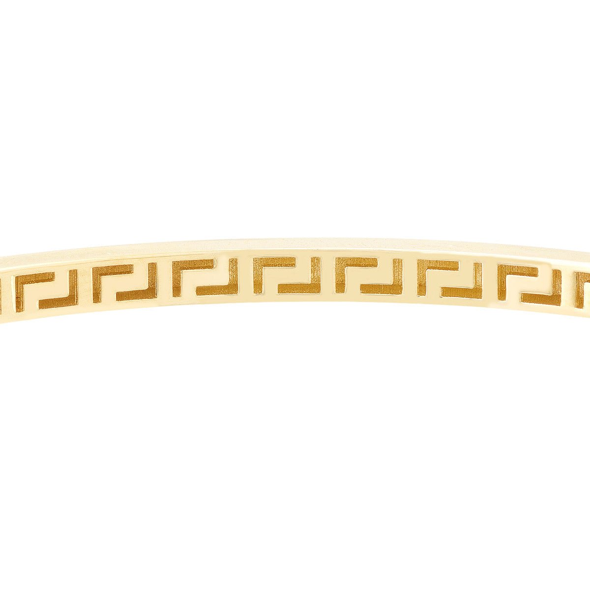 Birmingham Jewelry - 14K Gold Plain Square Tube Bangle with Greek Key Interior - Birmingham Jewelry