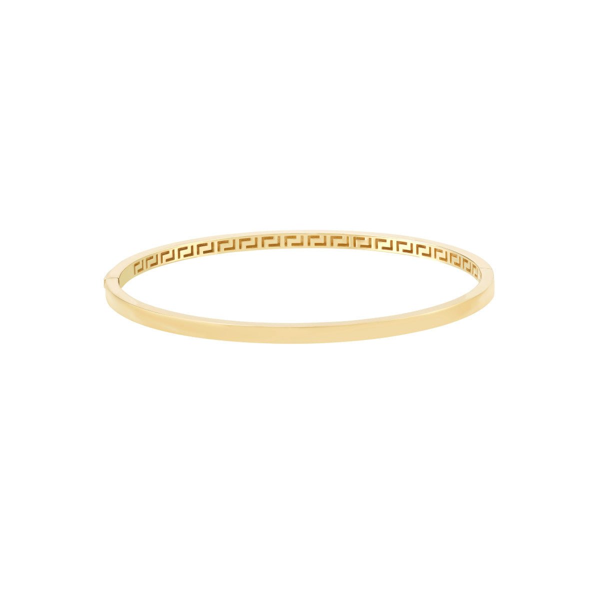 Birmingham Jewelry - 14K Gold Plain Square Tube Bangle with Greek Key Interior - Birmingham Jewelry