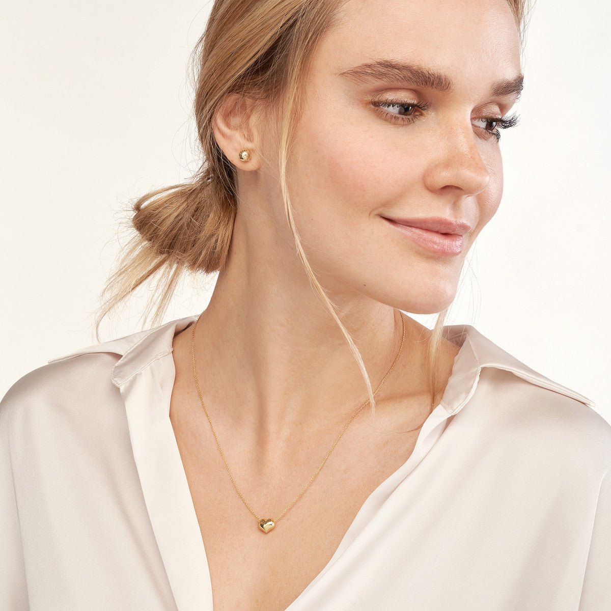 14K Gold Puffy Heart Adjustable Necklace Birmingham Jewelry Necklace Birmingham Jewelry