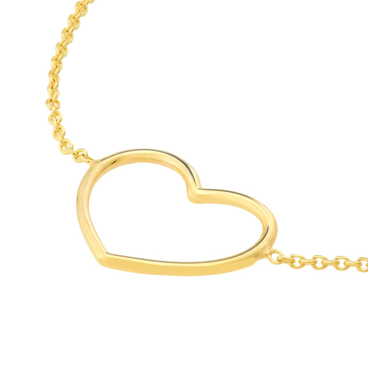 Birmingham Jewelry - 14K Gold Puffy Open Wire Heart Adjustable Bracelet - Birmingham Jewelry