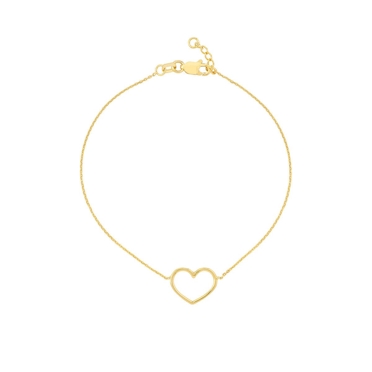 Birmingham Jewelry - 14K Gold Puffy Open Wire Heart Adjustable Bracelet - Birmingham Jewelry