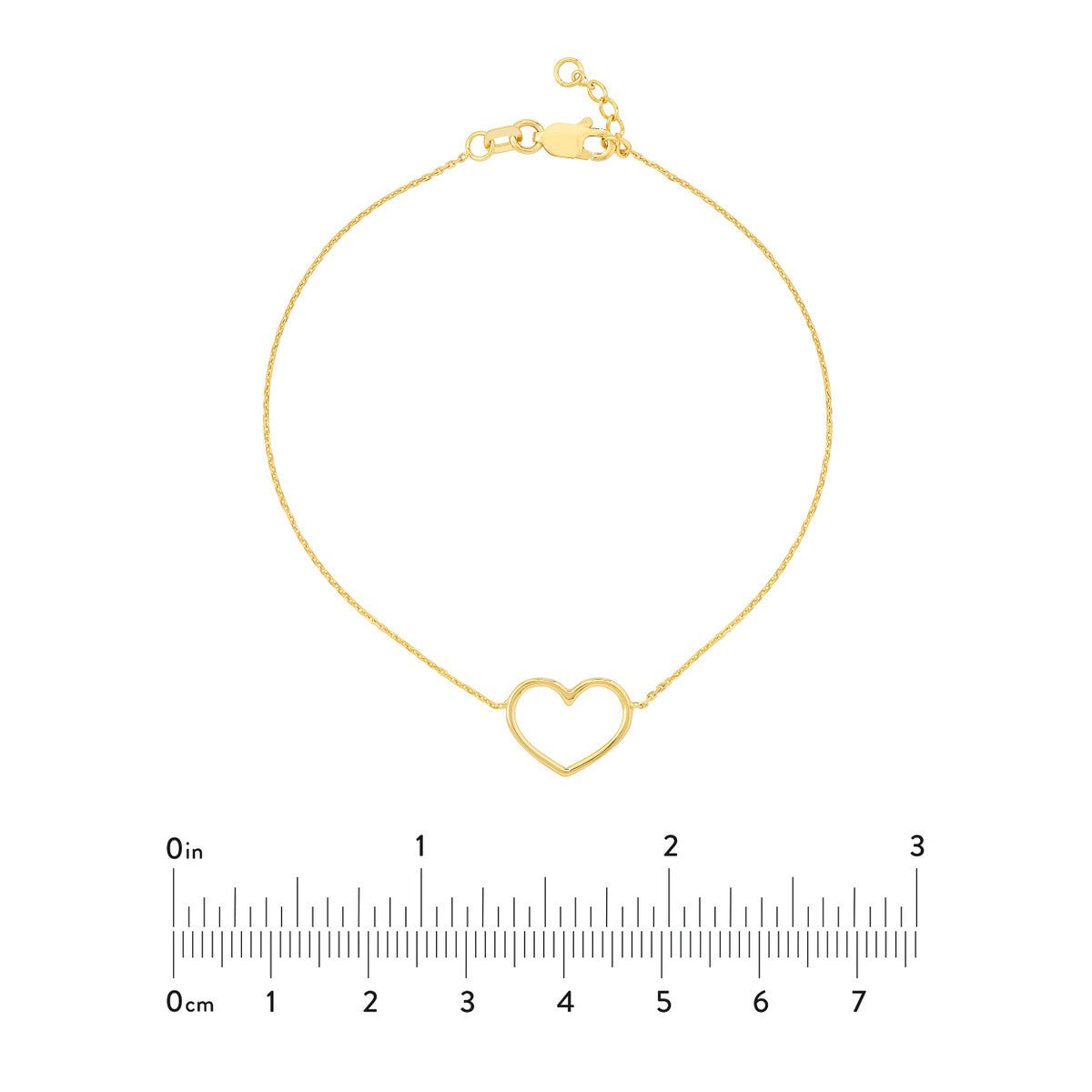 Birmingham Jewelry - 14K Gold Puffy Open Wire Heart Adjustable Bracelet - Birmingham Jewelry