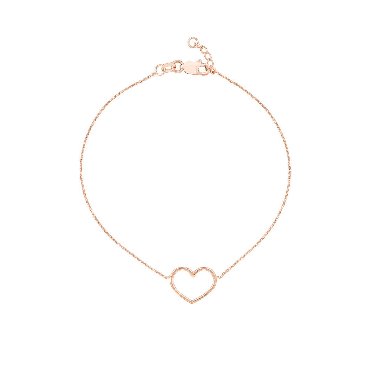 Birmingham Jewelry - 14K Gold Puffy Open Wire Heart Adjustable Bracelet - Birmingham Jewelry