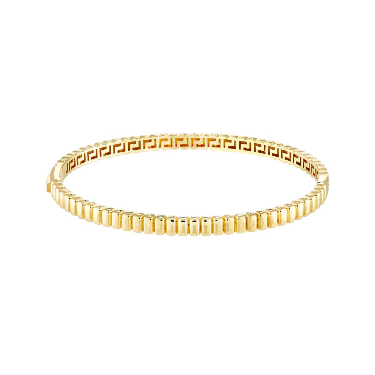 Birmingham Jewelry - 14K Gold Ribbed Hinge Bangle Bracelet - Birmingham Jewelry