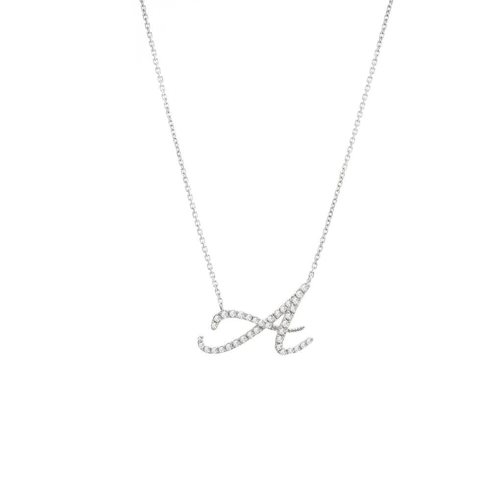 14K Gold Diamond Initial "A" Necklace Script Birmingham Jewelry Necklace Birmingham Jewelry