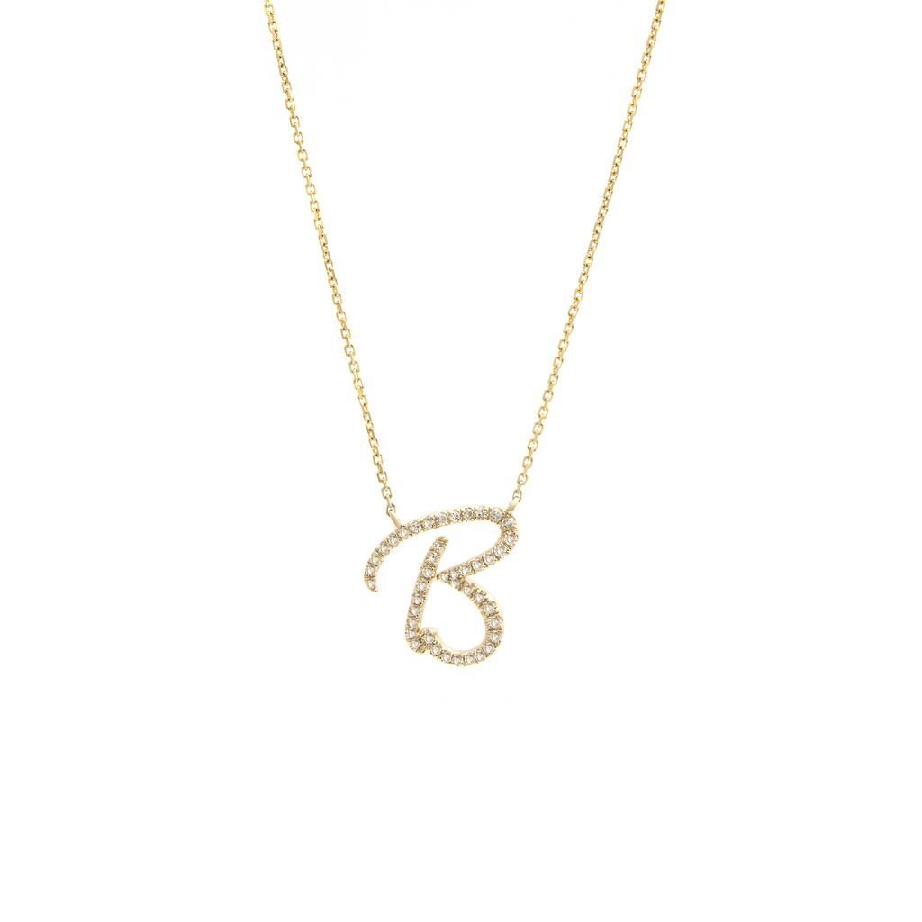14K Gold Initial "B" Necklace Script Birmingham Jewelry Necklace Birmingham Jewelry