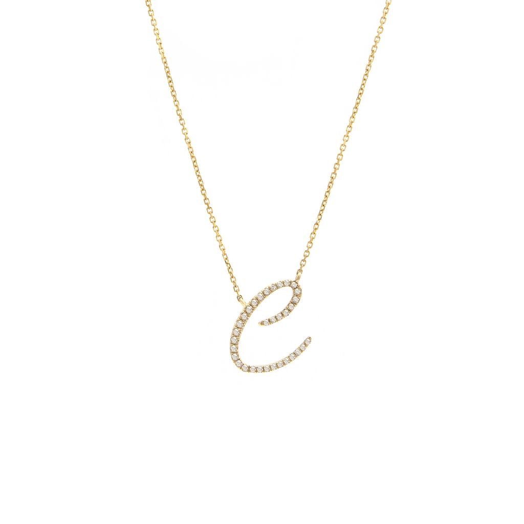14K Gold Initial "C" Necklace Script Birmingham Jewelry Necklace Birmingham Jewelry
