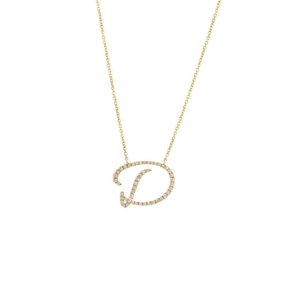 14K Gold Initial "D" Necklace Script Birmingham Jewelry Necklace Birmingham Jewelry