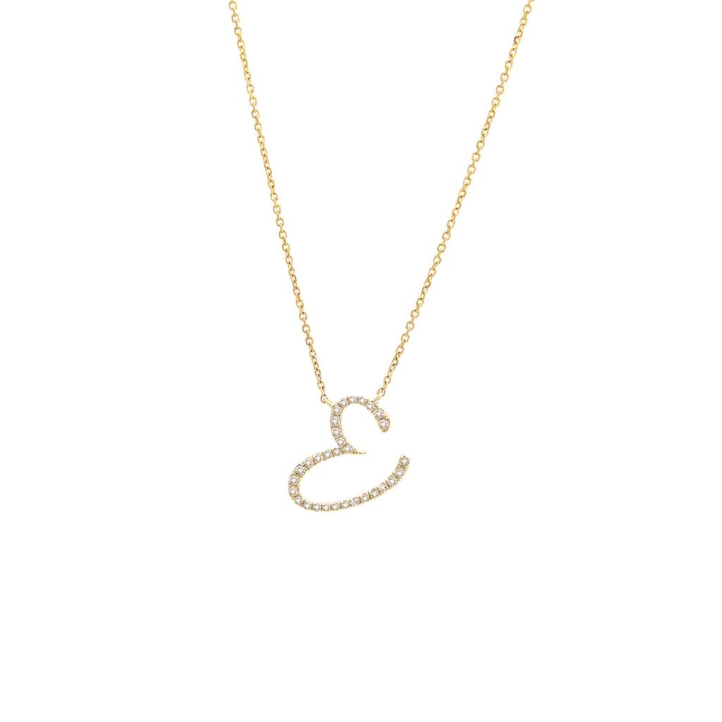 14K Gold Initial "E" Necklace Script Birmingham Jewelry Necklace Birmingham Jewelry