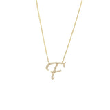 14K Gold Initial "F" Necklace Script Birmingham Jewelry Necklace Birmingham Jewelry 