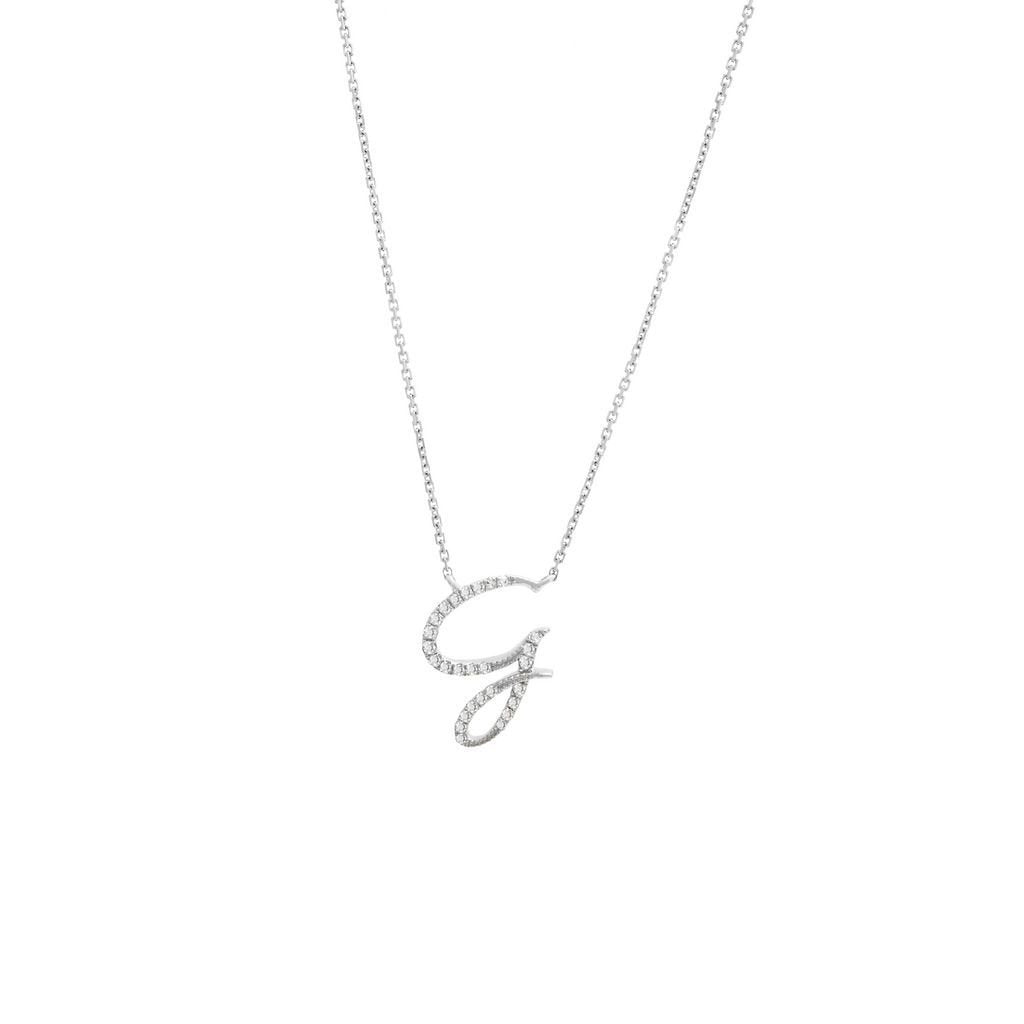 14K Gold Diamond Initial "G" Necklace Script Birmingham Jewelry Necklace Birmingham Jewelry