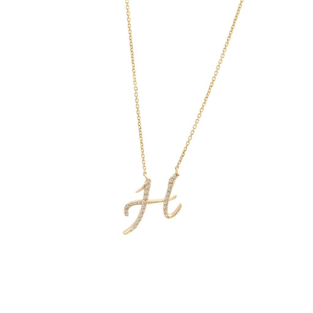 14K Gold Initial "H" Necklace Script Birmingham Jewelry Necklace Birmingham Jewelry