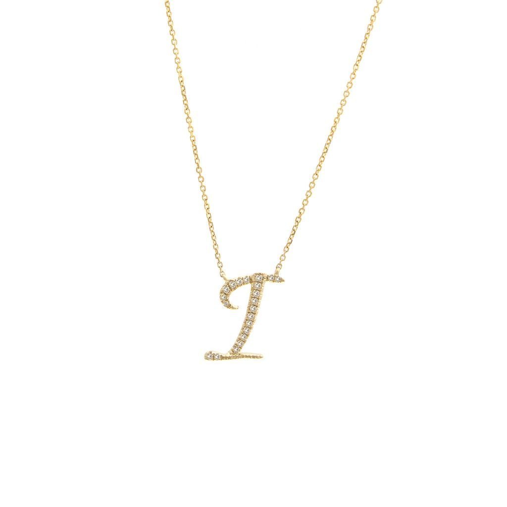 14K Gold Initial "I" Necklace Script Birmingham Jewelry Necklace Birmingham Jewelry
