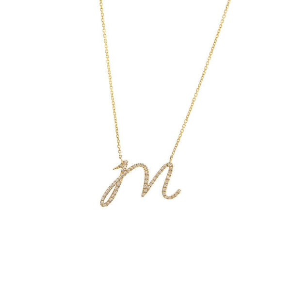 14K Gold Initial "M" Necklace Script Birmingham Jewelry Necklace Birmingham Jewelry 