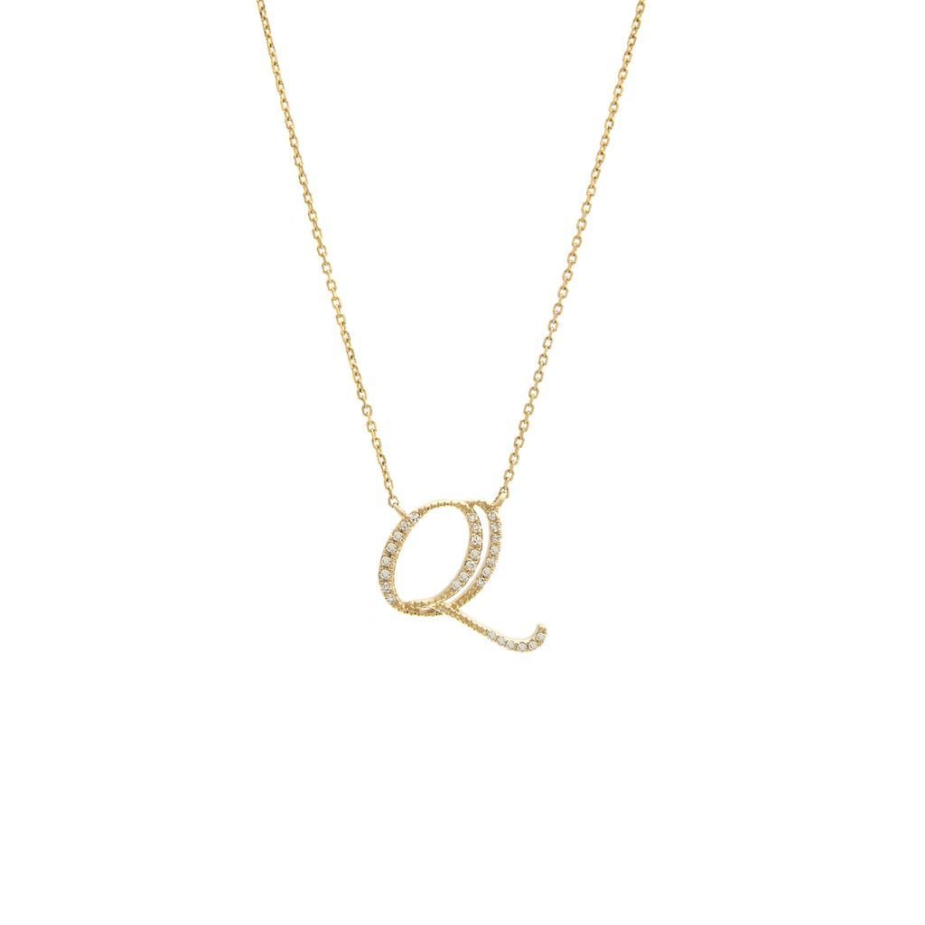 14K Gold Initial "Q" Necklace Script Birmingham Jewelry Necklace Birmingham Jewelry