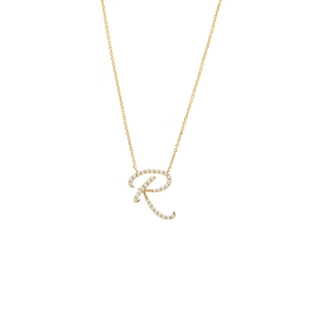 14K Gold Initial "R" Necklace Script Birmingham Jewelry Necklace Birmingham Jewelry