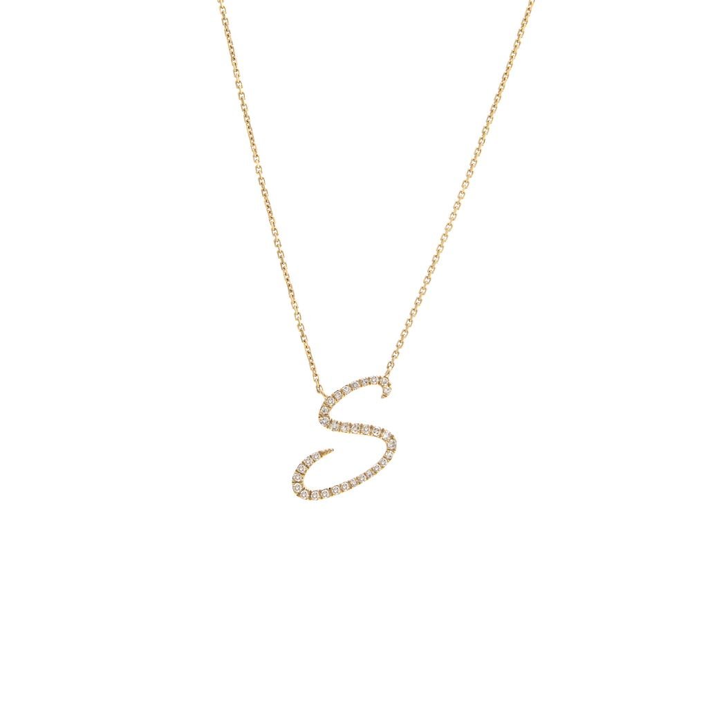 14K Gold Initial "S" Necklace Script Birmingham Jewelry Necklace Birmingham Jewelry