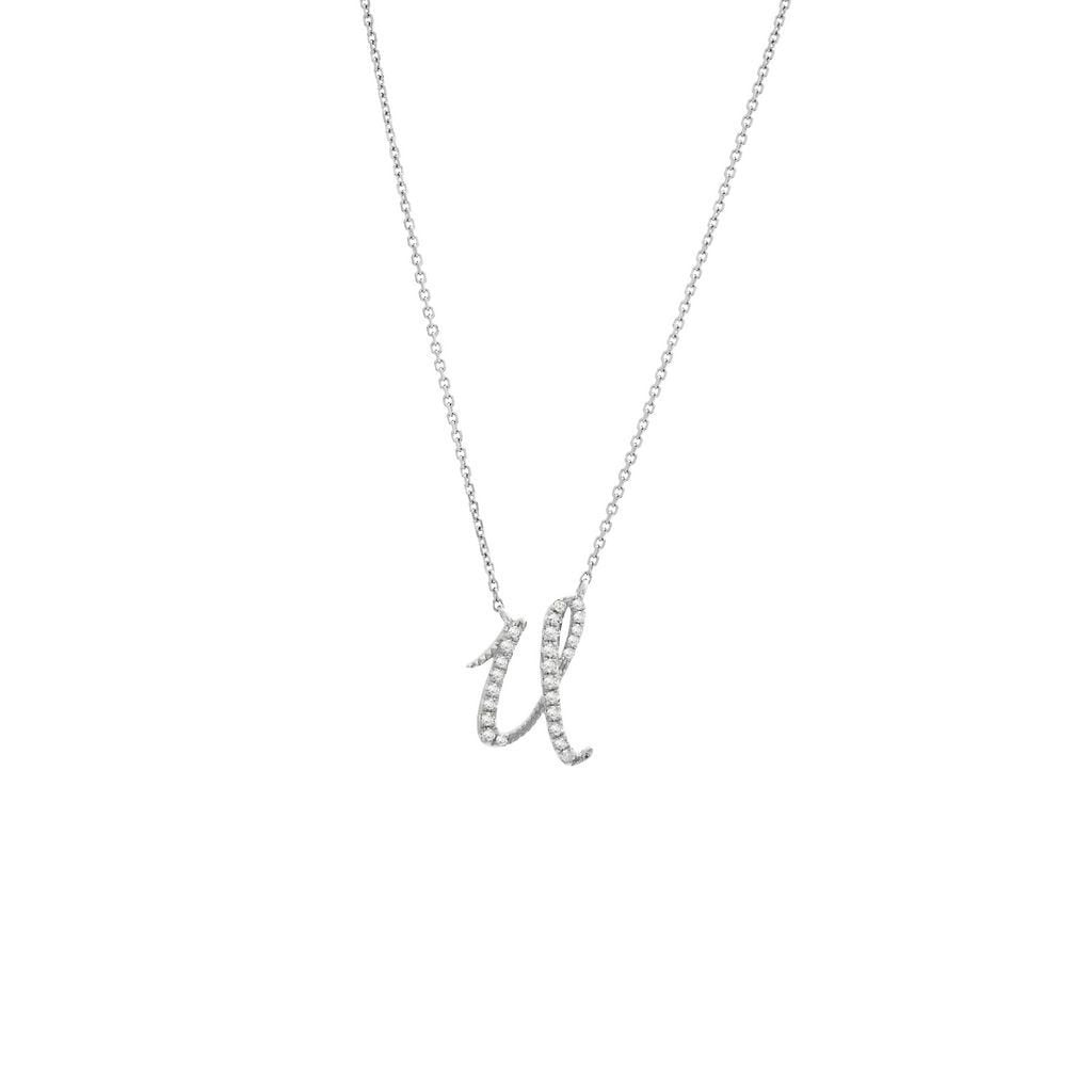 14K Gold Diamond Initial "U" Necklace Script Birmingham Jewelry Necklace Birmingham Jewelry