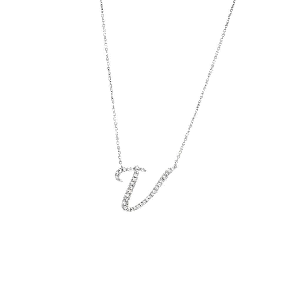14K Gold Initial "V" Necklace Script Birmingham Jewelry Necklace Birmingham Jewelry
