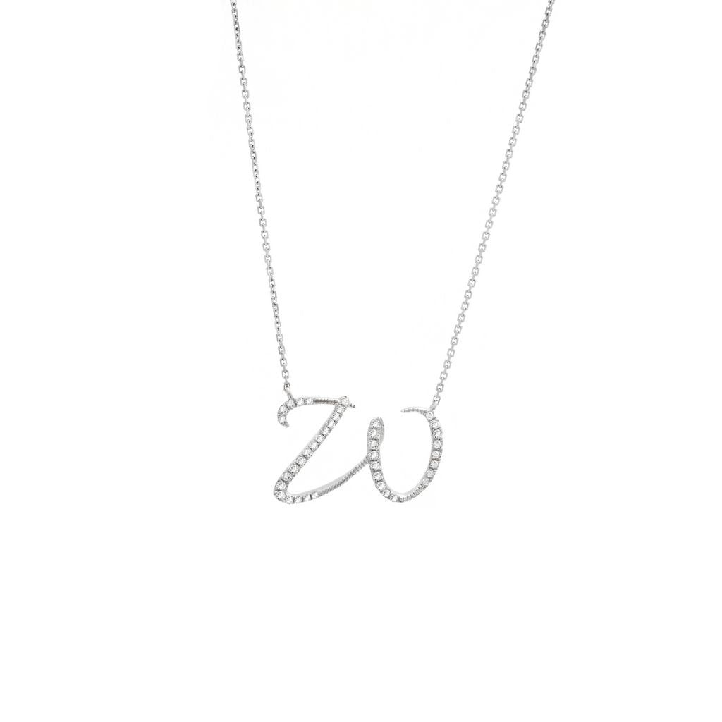 14K Gold Initial "W" Necklace Script Birmingham Jewelry Necklace Birmingham Jewelry