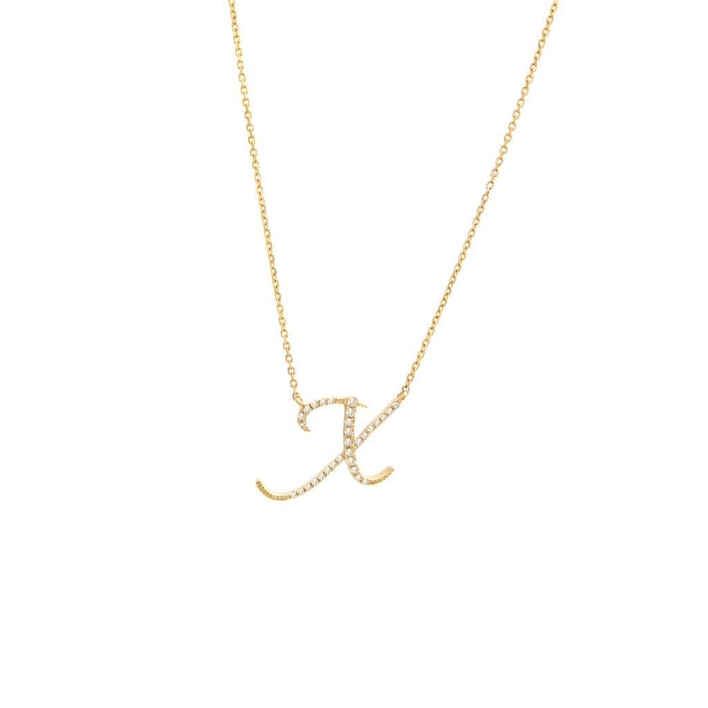 14K Gold Initial "X" Necklace Script Birmingham Jewelry Necklace Birmingham Jewelry
