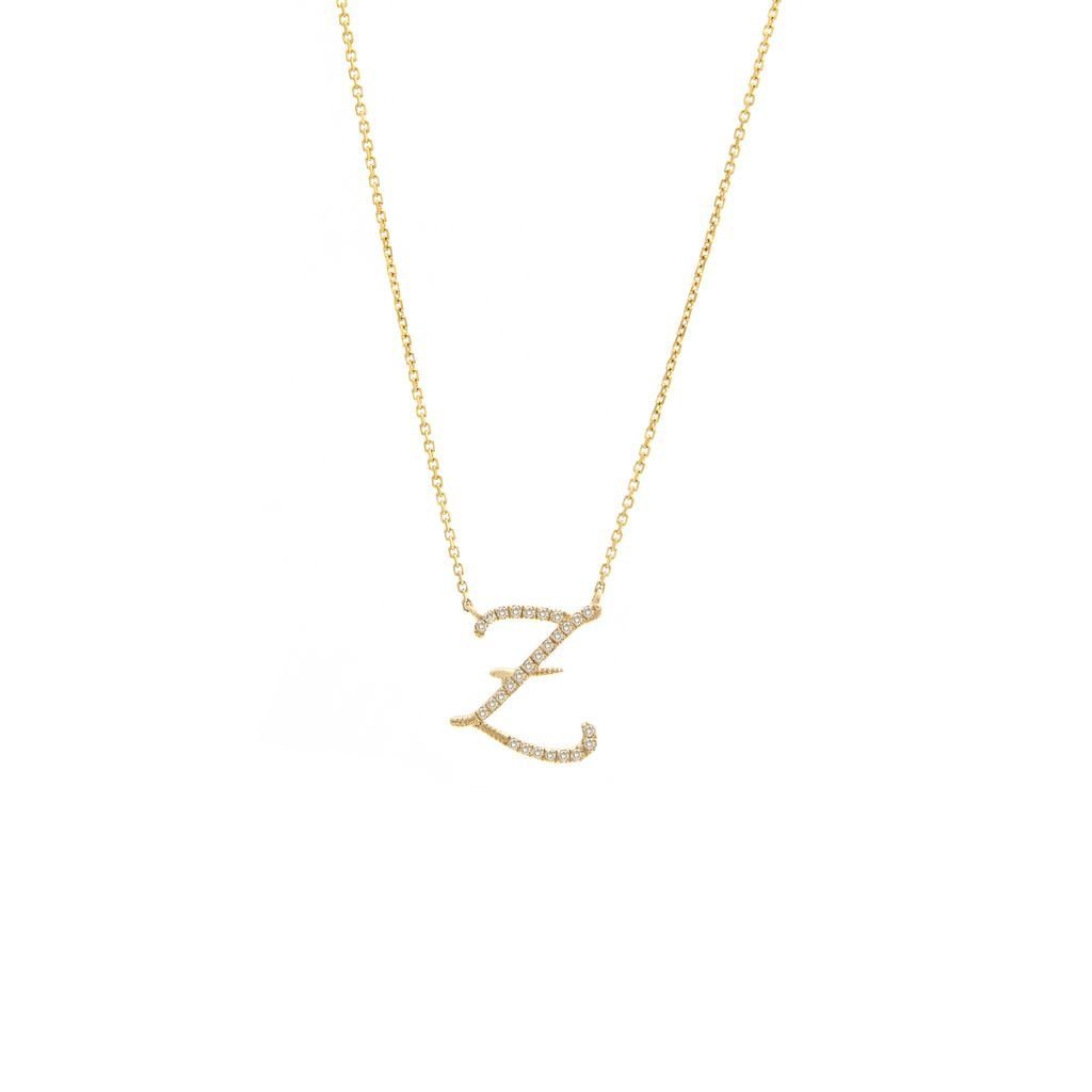 14K Gold Initial "Z" Necklace Script Birmingham Jewelry Necklace Birmingham Jewelry