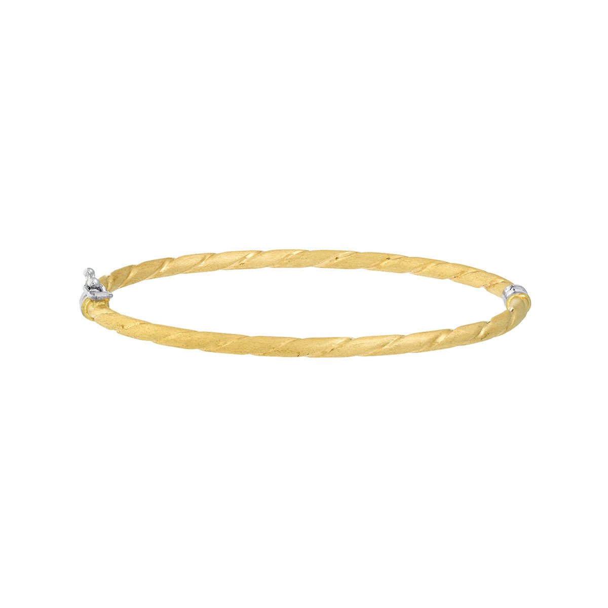 Birmingham Jewelry - 14K Gold Two-Tone Twisted Brushed Hinged Bangle - Birmingham Jewelry