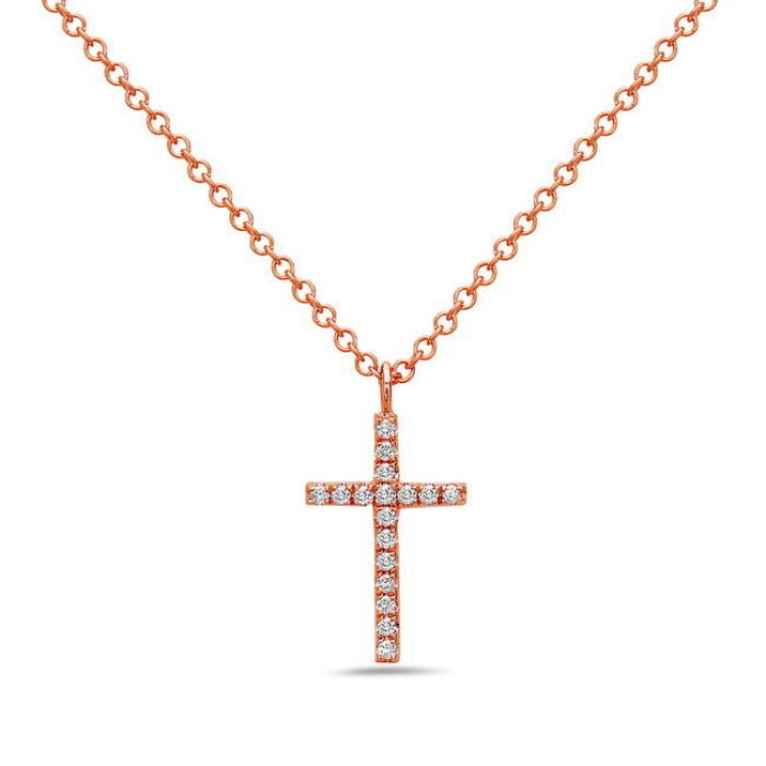14K Rose Gold Diamond Cross Necklace Birmingham Jewelry Necklace Birmingham Jewelry