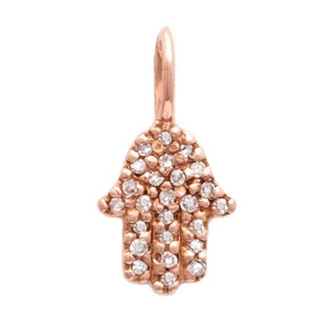 14K Rose Gold Hand Single Pave Diamond Pendant Birmingham Jewelry Pendant Birmingham Jewelry