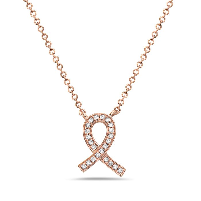 14K Rose Gold Ribbon Diamond Necklace Birmingham Jewelry Necklace Birmingham Jewelry